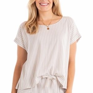 NWT New Fresh Produce Avila Stripe Short Sleeve Top Large L